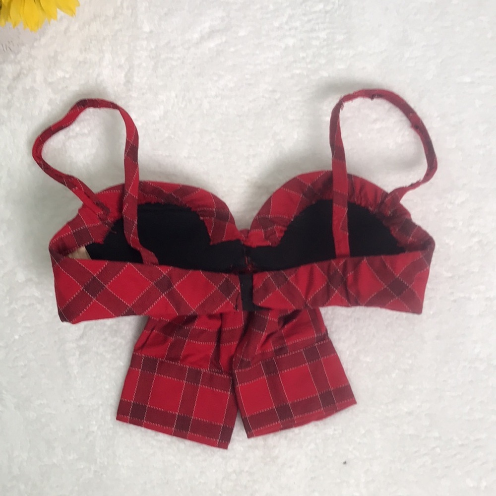 Asher Levine Plaid Shirt Designed Crop - Picture 4 of 6